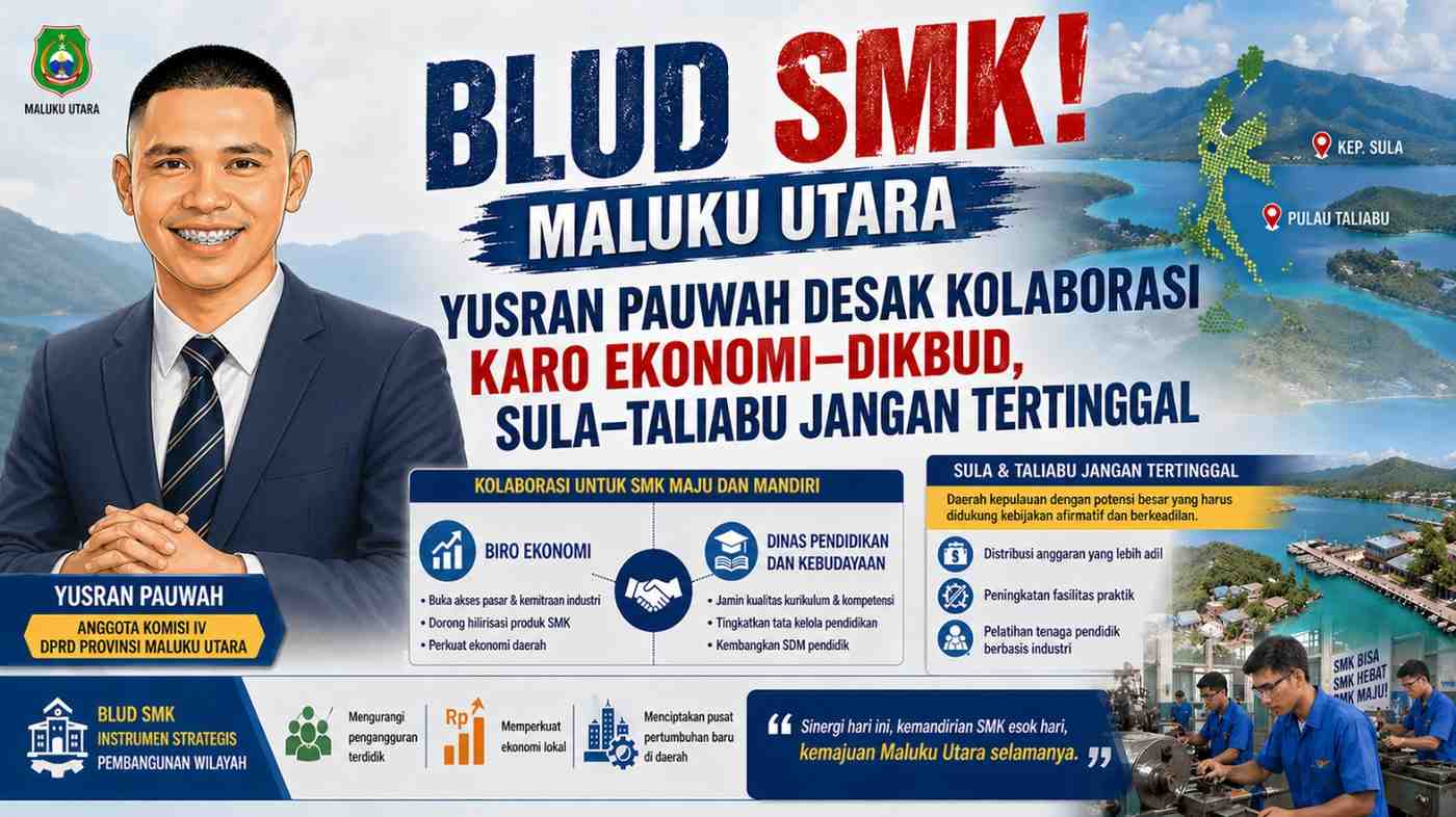 BLUD SMK! Yusran Pauwah Desak Kolaborasi Karo Ekonomi–Dikbud, Sula–Taliabu Jangan Tertinggal