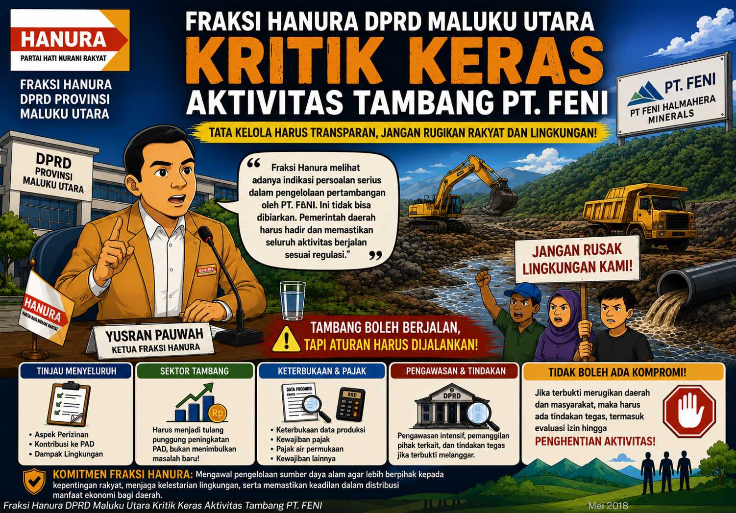 Fraksi Hanura DPRD Maluku Utara Kritik Keras Aktivitas Tambang PT. FENI